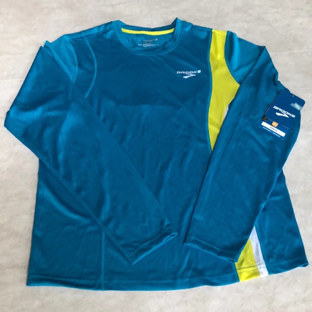 Brooks Men's Rev Long Sleeve II Running Shirt Lightweight Breathable Blue Size S - Picture 1 of 13